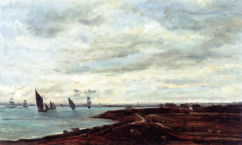 The Banks of Temise at Erith, Charles-Francois Daubigny